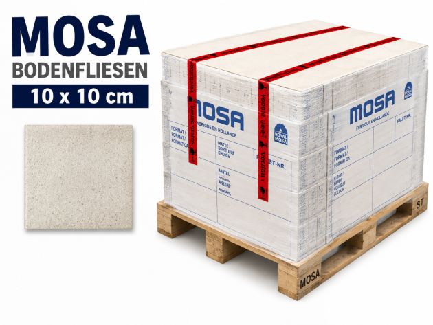 MOSA Keramik S92 Steinzeug Bodenfliesen 10x10 cm Beige geflammt (Palettenverkauf)