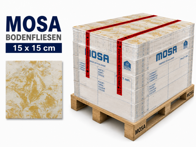 MOSA Keramik G35V Steinzeug Bodenfliesen 15x15 cm Gelb/Beige geflammt (Palettenverkauf)
