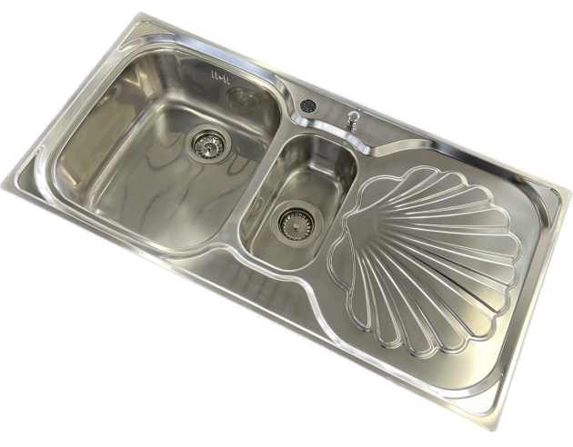 SUTER Ocean OC-100 Spüle Muschel 100x50 cm EDELSTAHL Becken-Links