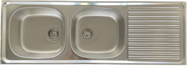 RIEBER Doppelbecken Spüle Einbauspüle Küchenspüle EDELSTAHL 123 x 43 cm Doppelspülbecken mit Abtropffläche, drehbar
