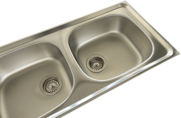 RIEBER Doppelbecken Spüle Einbauspüle Küchenspüle EDELSTAHL 123 x 43 cm Doppelspülbecken mit Abtropffläche, drehbar