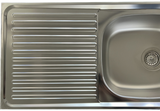 RIEBER Doppelbecken Spüle Einbauspüle Küchenspüle EDELSTAHL 123 x 43 cm Doppelspülbecken mit Abtropffläche, drehbar