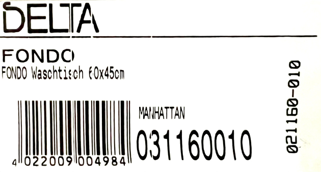 Keramag Delta Fondo 60 x 45 cm Waschtisch Waschbecken Manhattan Grau