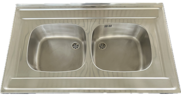 RIEBER Auflage-Spüle Doppelbecken 100 x 60 cm Edelstahl Küchenspüle Spülbecken 2 Becken