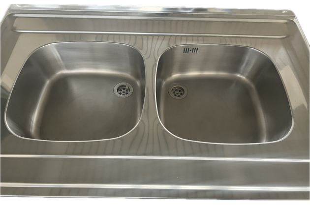 RIEBER Auflage-Spüle Doppelbecken 100 x 60 cm Edelstahl Küchenspüle Spülbecken 2 Becken