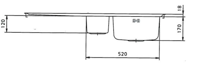 SUTER Comfort C100 Spüle 100x50 cm EDELSTAHL-MATT Becken-Links