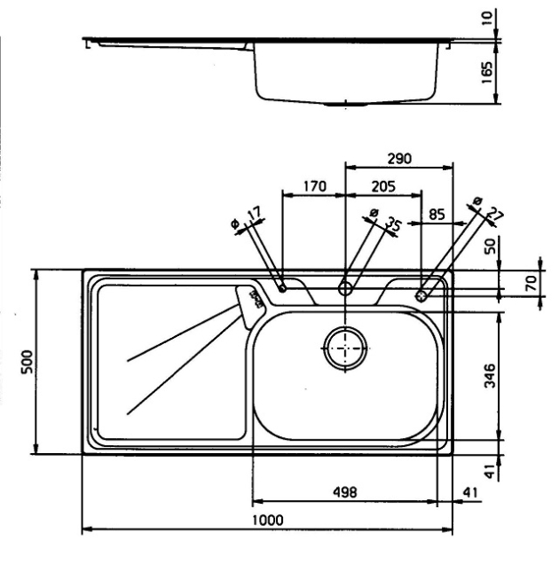 SUTER Silver Steel SSL100 Spüle 100x50 cm EDELSTAHL B-R