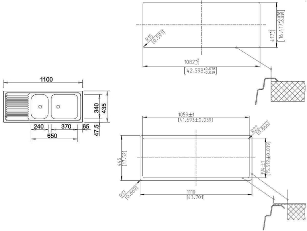 BLANCO EZS 11 x 4 Spüle 110x43,5 cm Doppelbecken Edelstahl Einbau-Spüle Spültisch