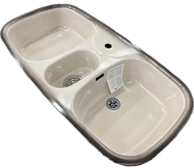 RIEBER Samba/2 Doppelbecken-Spüle Platin-Beige-Braun 96 x 50 cm 1-HL
