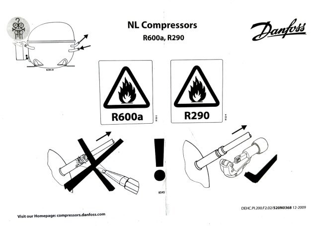 Danfoss NL9F 105G Kompressor R134a 6802 50Hz 220-240V Motor SB034310 Ab014428 Compressor NL9FX Kit