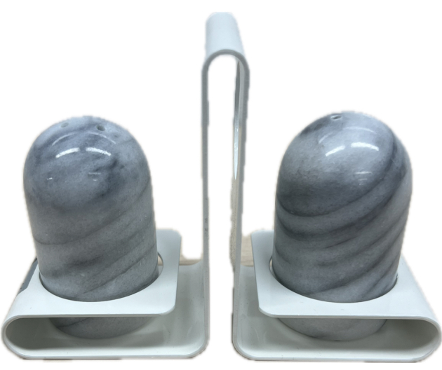 Egro Salz- und Pfefferstreuer aus weißem Marmor Grau Menage