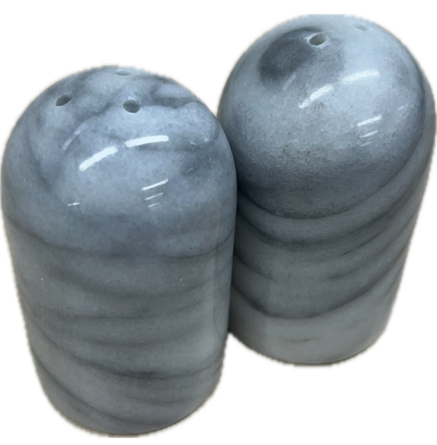 Egro Salz- und Pfefferstreuer aus weißem Marmor Grau Menage