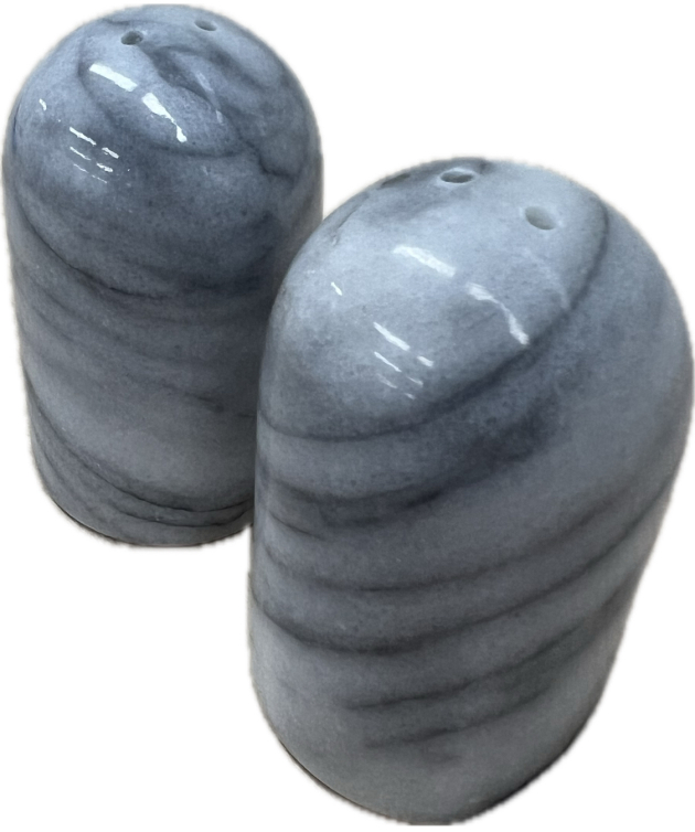 Egro Salz- und Pfefferstreuer aus weißem Marmor Grau Menage