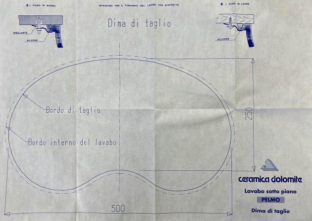 CERAMICA DOLOMITE Pelmo Unterbauwaschbecken 50 x 25 cm Weiss