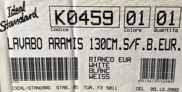 IDEAL STANDARD Aramis Waschbecken Waschtisch WEISS 130 x 56,5 cm