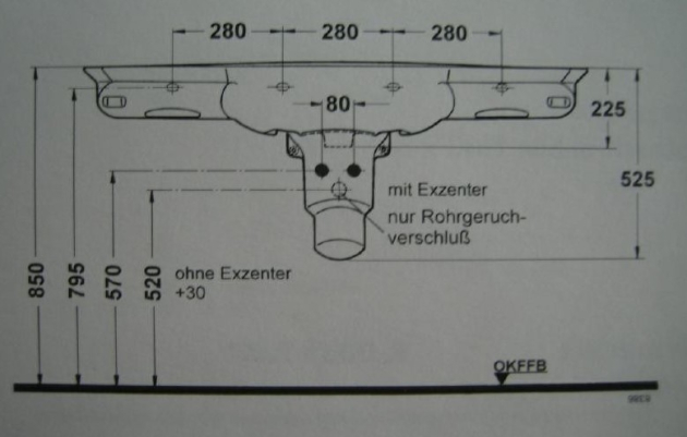 IDEAL STANDARD Castelli Waschbecken Waschtisch WEISS 130 x 57,5 cm