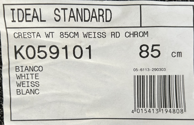 IDEAL STANDARD Waschbecken Waschtisch Cresta 85 x 62 cm WEISS