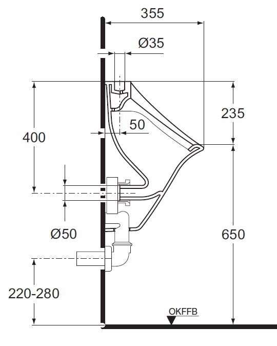 IDEAL STANDARD Esprit Absaugeurinal Zulauf von oben BAHAMABEIGE