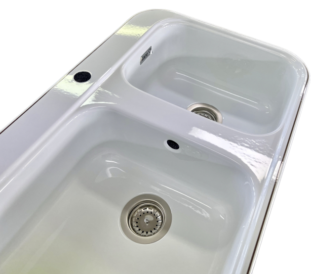 ALAPE Doppelbecken-Spüle 124 WEISS m. Contur MOCCA 92x50,5