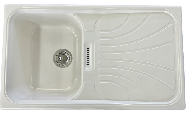 RIEBER Verona-100 Spüle Einbauspüle Weiss 86x50 cm