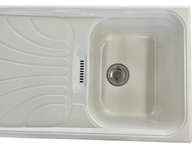 RIEBER Verona-100 Spüle Einbauspüle Weiss 86x50 cm