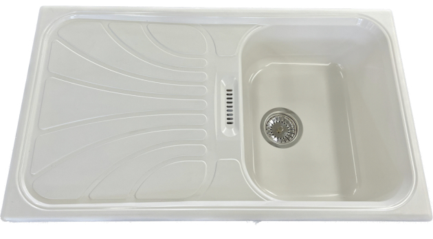 RIEBER Verona-100 Spüle Einbauspüle Weiss 86x50 cm