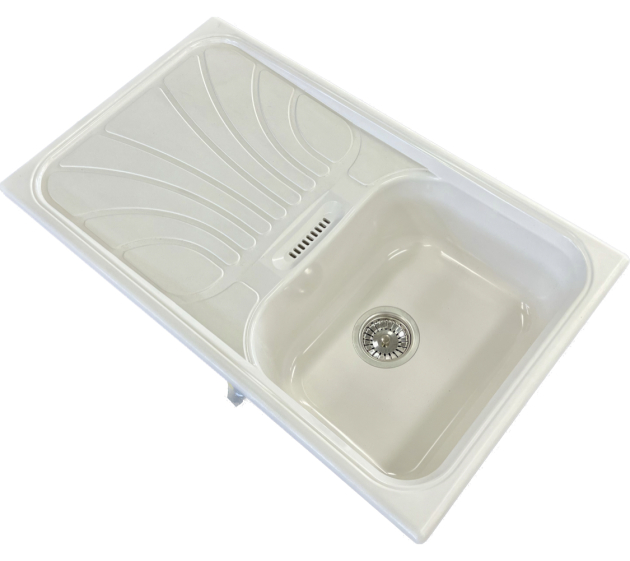 RIEBER Verona-100 Spüle Einbauspüle Weiss 86x50 cm