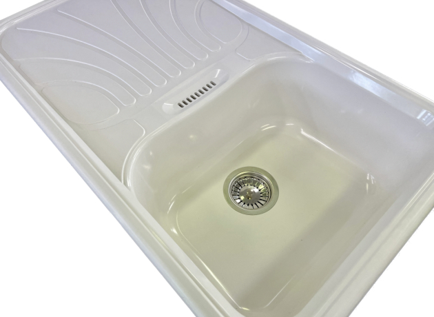 RIEBER Verona-100 Spüle Einbauspüle Weiss 86x50 cm