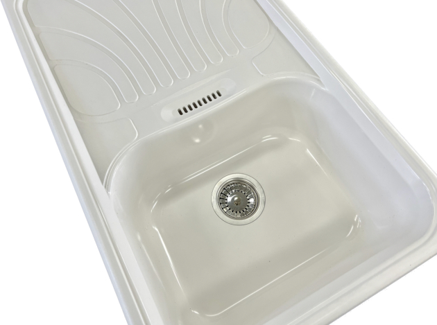 RIEBER Verona-100 Spüle Einbauspüle Weiss 86x50 cm