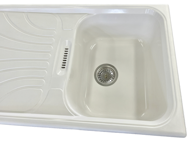 RIEBER Verona-100 Spüle Einbauspüle Weiss 86x50 cm