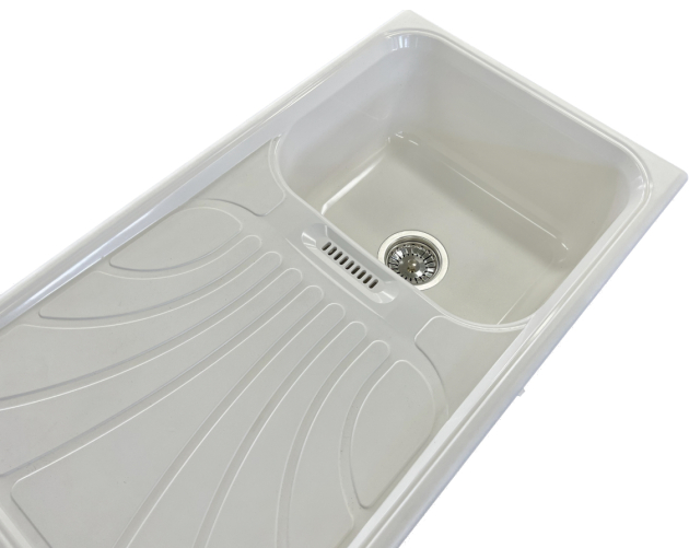 RIEBER Verona-100 Spüle Einbauspüle Weiss 86x50 cm