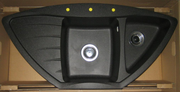 RIEBER Tenor EL Eck-Spüle Graphit-Schwarz-Granit 104,5x50 cm