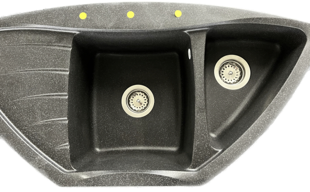 RIEBER Tenor EL Eck-Spüle Graphit-Schwarz-Granit 104,5x50 cm