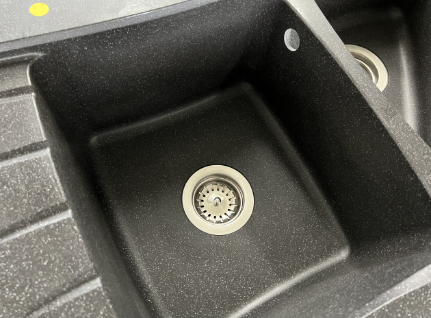RIEBER Tenor EL Eck-Spüle Graphit-Schwarz-Granit 104,5x50 cm