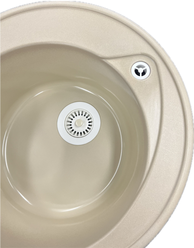 RIEBER Verona Roundline Spüle Einbauspüle Cappuccino 49 cm Einbaubecken Rundspüle Küchenspüle Rondo