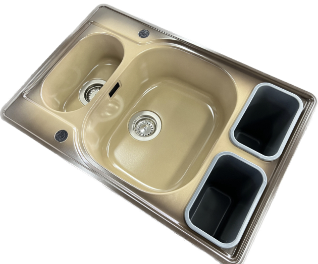 FRANKE Compact Combi CAC-660 74 x 50 cm Spüle mit Einsätzen Plantin-Beige-Braun