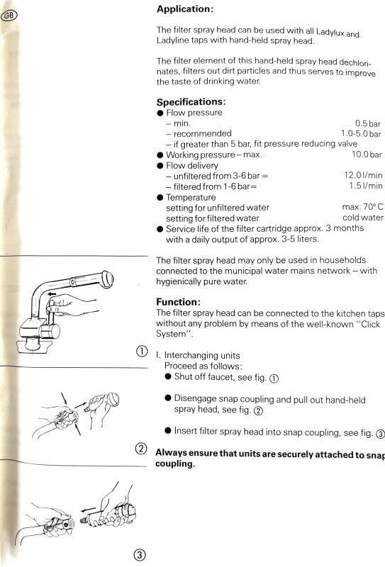 Friedrich Grohe Ladylux Ladyline Filterbrause 27835L Weiß Elfenbein Creme