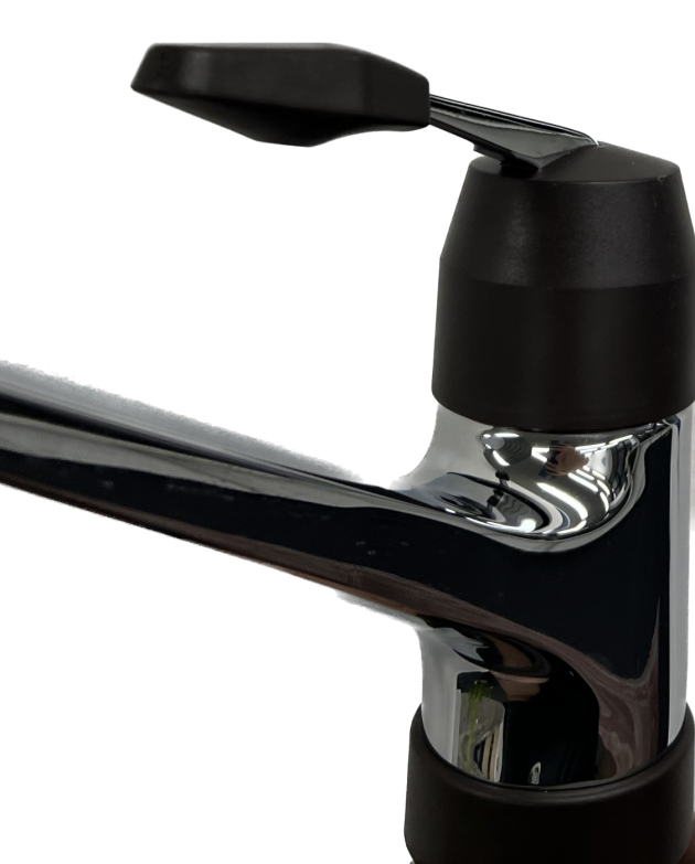 Franke Oederlin Neptun Duo Küchenarmatur Spültischarmatur Chrom mit Kunstoff Hebel in Schwarz Einhebel Armatur