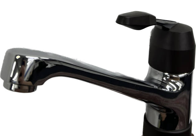 Franke Oederlin Neptun Duo Küchenarmatur Spültischarmatur Chrom mit Kunstoff Hebel in Schwarz Einhebel Armatur