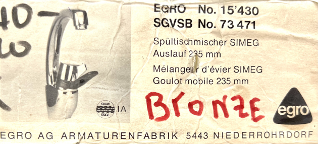 EGRO Küchenarmatur Spültischarmatur Bronze Einhebel Armatur