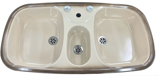 RIEBER Samba/2 Doppelbecken-Spüle Platin-Beige-Braun 96 x 50 cm 3-HL mit Excenterloch