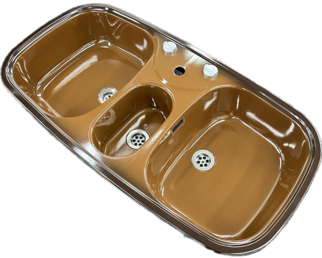RIEBER Samba/2 Doppelbecken-Spüle Maron-Braun 96 x 50 cm