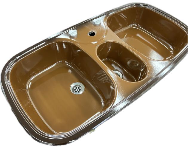 RIEBER Samba/2 Doppelbecken-Spüle Maron-Braun 96 x 50 cm
