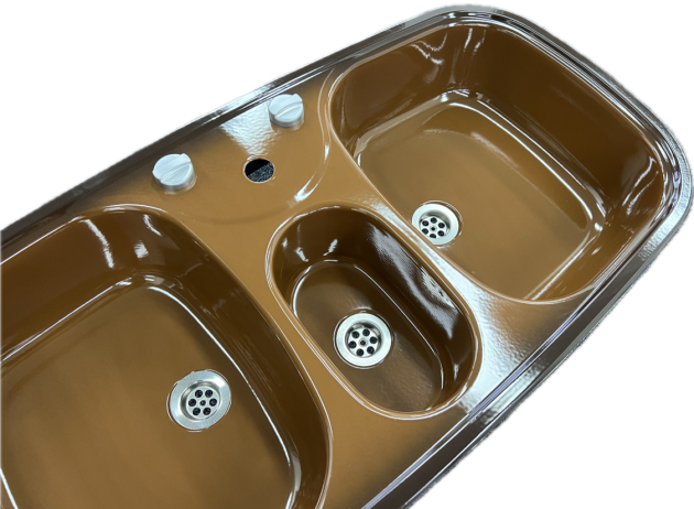 RIEBER Samba/2 Doppelbecken-Spüle Maron-Braun 96 x 50 cm