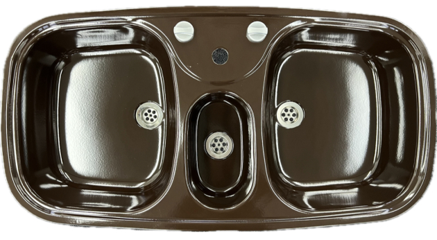 RIEBER Samba/2 Doppelbecken-Spüle Mocca-Braun 96 x 50 cm