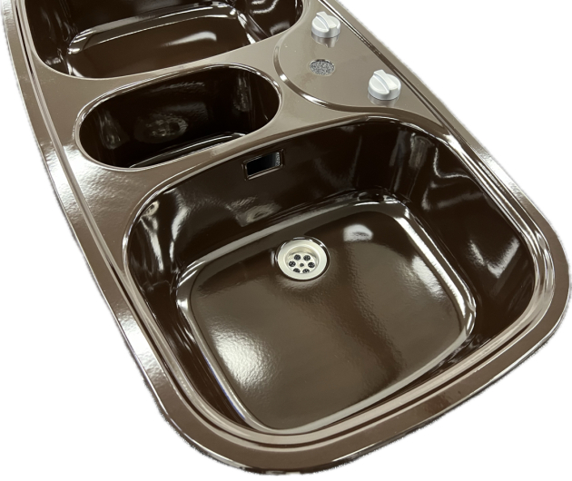 RIEBER Samba/2 Doppelbecken-Spüle Mocca-Braun 96 x 50 cm