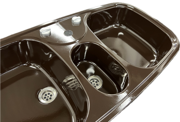 RIEBER Samba/2 Doppelbecken-Spüle Mocca-Braun 96 x 50 cm