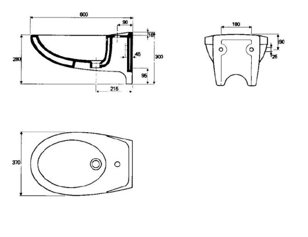 SPHINX Hänge-Bidet BAHAMABEIGE Sitzwaschbecken / Wandbidet Bidet
