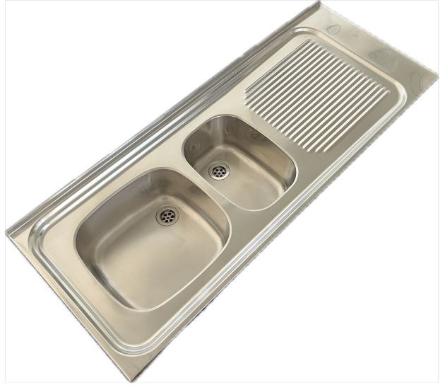 FRANKE Auflage-Spüle Doppelbecken 130 x 50 cm Edelstahl Becken Links Küchenspüle Spülbecken 2 Becken