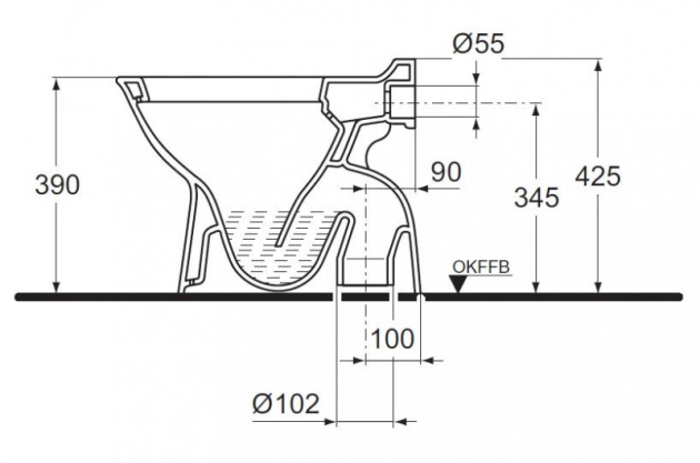 IDEAL STANDARD Esprit Stand-WC Manhattan Grau Abgang innen senkrecht zum Boden